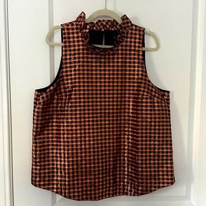 J. Crew Ruffleneck sleeveless top in Lurex® crinkle gingham